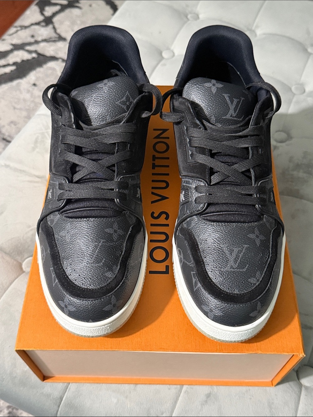 Louis Vuitton Men’s Charcoal Monogram Low-Top Sneakers